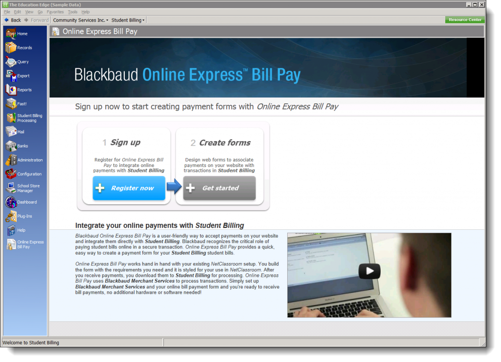 Online Express Bill Pay page