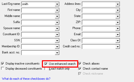 Enhanced Search Checkbox